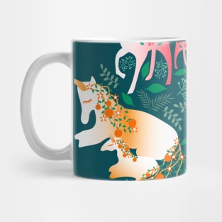 Once Upon a Time- Mystical Woodland with Apple Deers and Orange Unicorns Mug